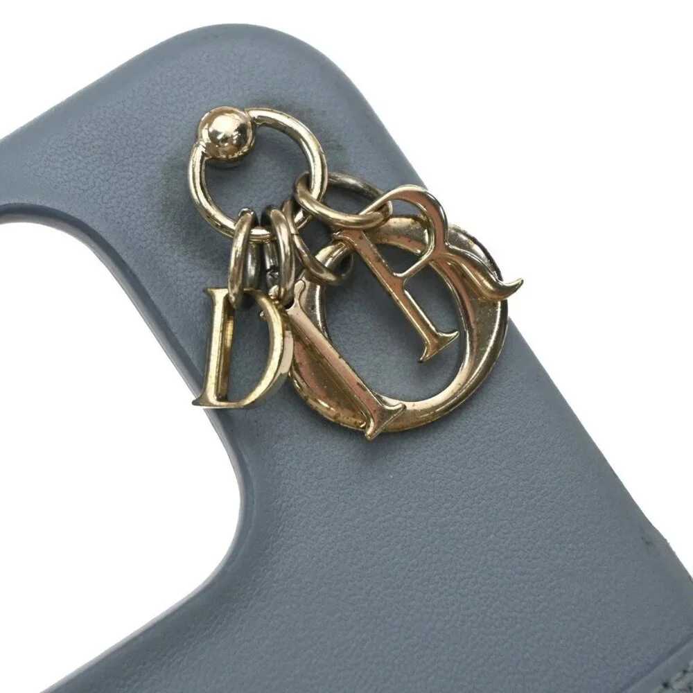 CHRISTIAN DIOR Logo Lady iPhone Case 14 Pro Leather Blue Italy 67KP258